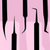 Precision black tweezers in a row with a pink background.