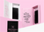 White, pink, and black promade cases standing on three different levels.